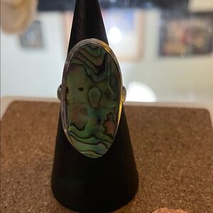 Elegant Silver Abalone Ring, 925, 8, new.